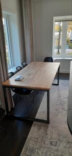 Eettafel met houten blad en stalen frame, Huis en Inrichting, Tafels | Eettafels, Gebruikt, 150 tot 200 cm, Rechthoekig, 50 tot 100 cm