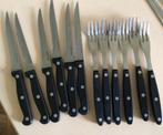 6 steakmessen en 6 vorken, set, Huis en Inrichting, Keuken | Bestek, Overige materialen, Gebruikt, Ophalen of Verzenden, Vaatwasserbestendig