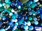 blauwe glaskralen , glas kralen, Ophalen, Zo goed als nieuw, Kraal