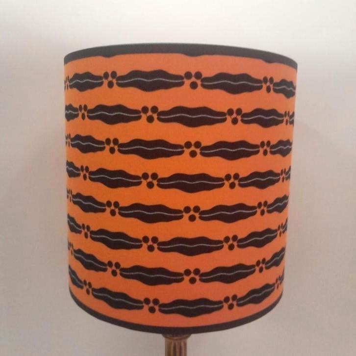 Handgemaakte retro vintage lampenkap wax oranje blauw, Huis en Inrichting, Lampen | Lampenkappen, Nieuw, Minder dan 25 cm, Rond