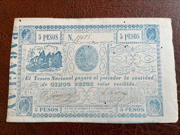 Paraguay schaarse vijf peso 1855