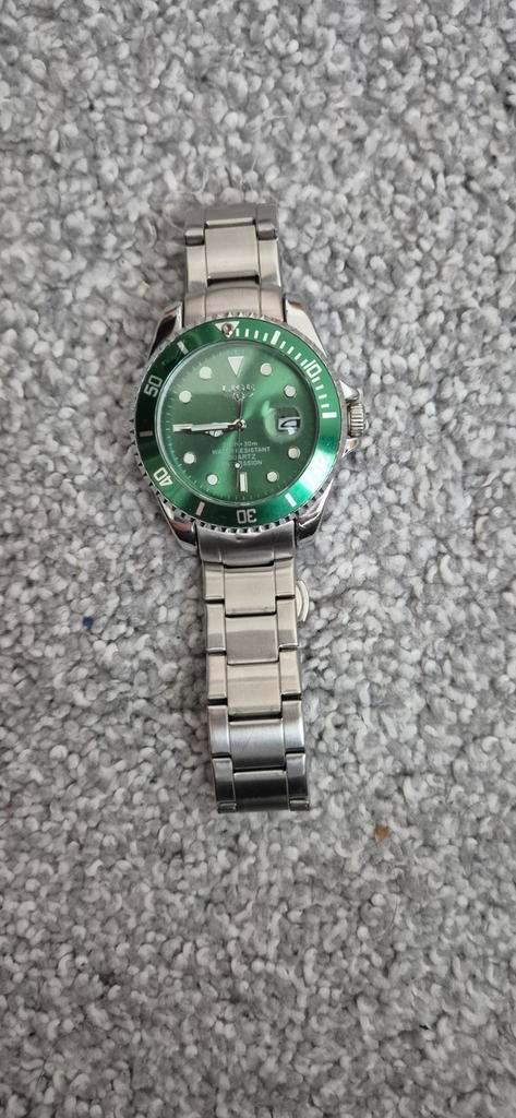 Heren Quartz Horloge - Groen, Sieraden, Tassen en Uiterlijk, Horloges | Heren, Gebruikt, Polshorloge, Overige merken, Staal, Staal