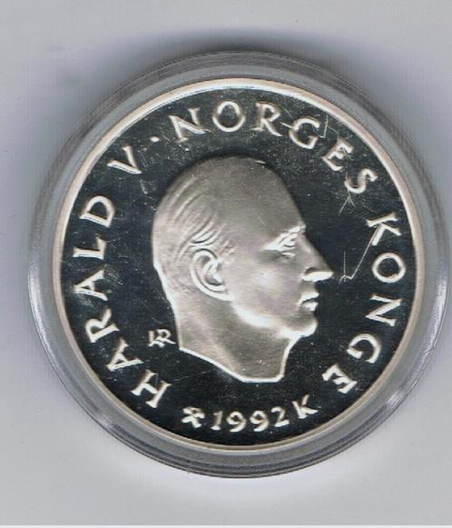 18-1169 Noorwegen 50 kronen 1992K, Postzegels en Munten, Munten | Europa | Niet-Euromunten, Losse munt, Overige landen, Zilver