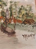 Handbeschilderd mosa tegel schip dorp Mary, Antiek en Kunst, Ophalen
