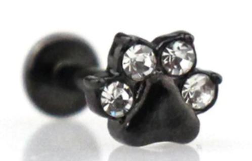 labret 1.2 paws, Sieraden, Tassen en Uiterlijk, Piercings, Nieuw, Oor- of Traguspiercing, Staal, Met strass, Ophalen of Verzenden