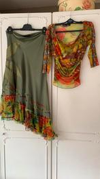 IBIZA LUXE MERKSETJE ZIJDE ROK MET SHIRTJE. Mt 38/40-M, Kleding | Dames, Ophalen of Verzenden, Zo goed als nieuw, Maat 38/40 (M)