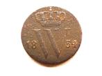 Willem 3 - Schaarse halve cent,1854, koper zf- (5956, Ophalen of Verzenden, Koning Willem III, Overige waardes, Losse munt