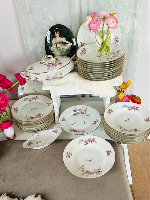 Limoges Rozen seringen antiek porseleinen servies Frankrijk, Antiek en Kunst, Antiek | Porselein, Ophalen