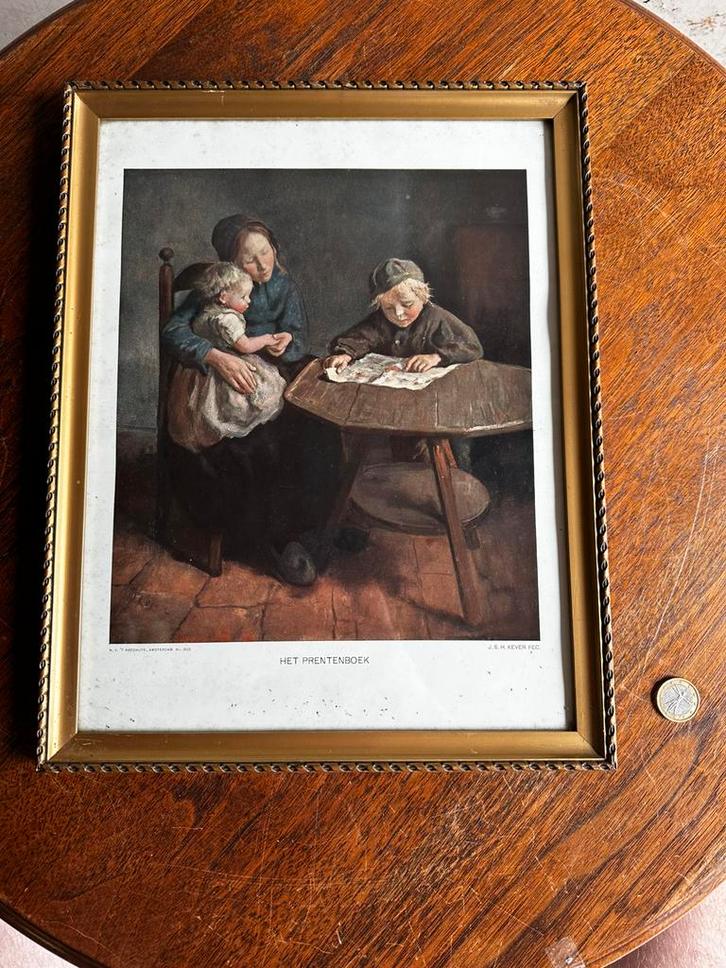 prent Het Prentenboek– Haagse School stijl – J.S.H. Kever, Antiek en Kunst, Kunst | Schilderijen | Klassiek, Ophalen of Verzenden