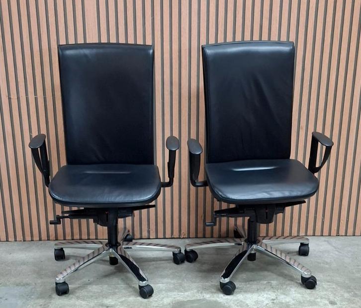 14 x König en Neurath Luxe bureaustoelen zwart leer design, Huis en Inrichting, Bureaustoelen, Zo goed als nieuw, Zwart, Ophalen of Verzenden