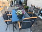 Tuinset met glazen tafel, Tuin en Terras, Tuinsets en Loungesets, Ophalen, Gebruikt, Aluminium