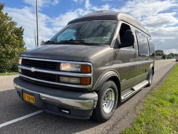 3x camper Chevrolet Express GMC Savana HIGHTOP, Auto's, Chevrolet, Particulier, Chevy Van, LPG, Automaat, Blauw, Grijs, Leder