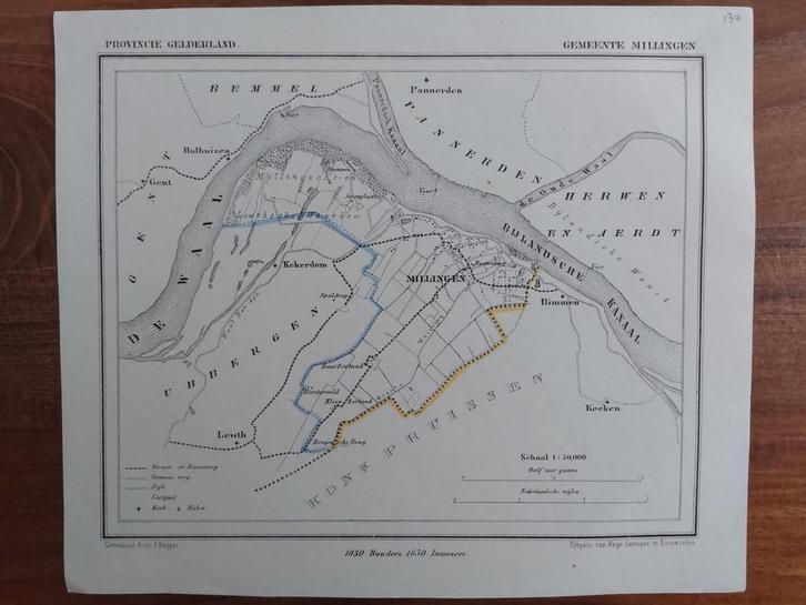 130 / Millingen Bimmen Bijlandsche kanaal Leuth J Kuyper, Antiek en Kunst, Kunst | Litho's en Zeefdrukken, Ophalen of Verzenden