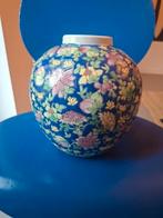 Vaas vintage chinees bloemen kobaltblauw, Huis en Inrichting, Woonaccessoires | Vazen, Overige kleuren, Aardewerk of Porselein