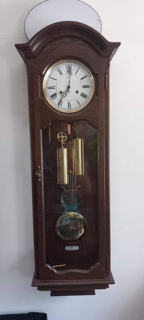 AMS noten houten regulateur Afmeting: 97 x 32 x 17 cm, Antiek en Kunst, Antiek | Klokken, Ophalen