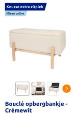 Gezocht! Bouclé opbergbankje Action, Huis en Inrichting, Ophalen of Verzenden, Zo goed als nieuw, Rond, Minder dan 50 cm