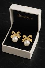 Aurora Parel Oorbellen met Strik, Sieraden, Tassen en Uiterlijk, Manchetknopen, Ophalen of Verzenden, Nieuw, Zilver, Verzilverd