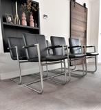 4/6/8/10 zwart leder Henders & Hazel design eetkamerstoelen, Ophalen, Zwart, Henders en Hazel, Zo goed als nieuw