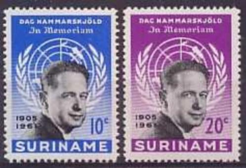 Suriname NVPH nr 376/7 postfris Dag Hammarskjold 19621, Postzegels en Munten, Postzegels | Suriname, Postfris, Verzenden