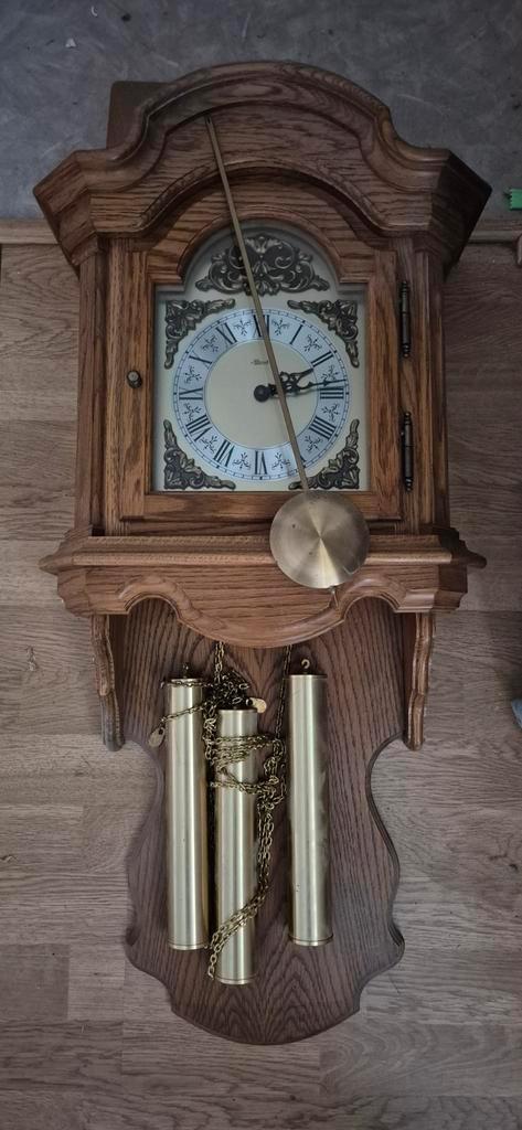Houten Wandklok met Slinger en Gewichten, Antiek en Kunst, Antiek | Klokken, Ophalen