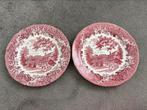 2 Roze dinerborden van Merrie England, Bramall Hall, Ophalen of Verzenden