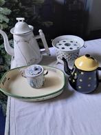 Lot leuk oud emaille o.a koffiepot enz, Antiek en Kunst, Antiek | Emaille, Ophalen of Verzenden