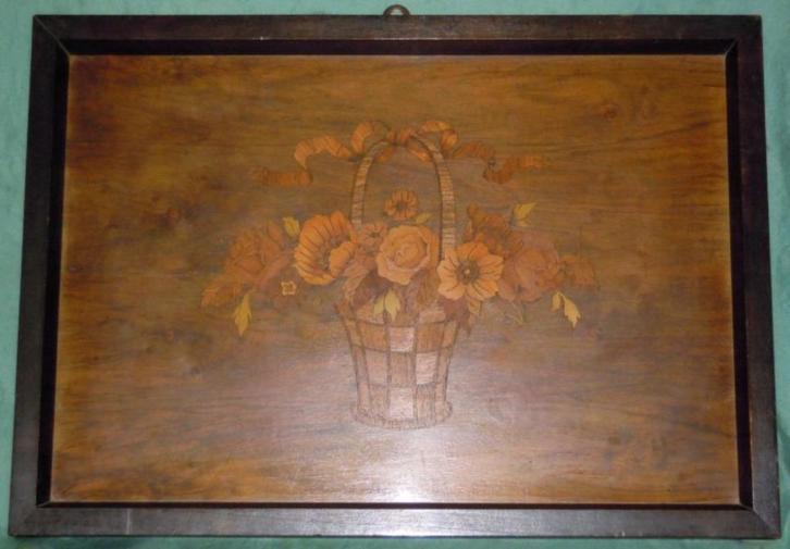 Antiek dienblad met marqueterie inlegwerk, Antiek en Kunst, Antiek | Woonaccessoires, Ophalen of Verzenden