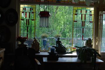 Antiek glas in lood Art Deco beschikbaar voor biedingen