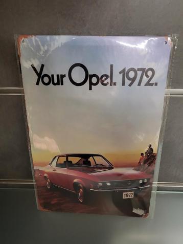 Vintage Opel 1972 Reclamebord beschikbaar voor biedingen