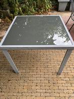 Tuintafel met glasplaat 90 x 90, Ophalen, Gebruikt, Vierkant, Aluminium