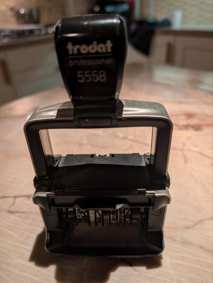 Cijferbandstempel van Trodat, Hobby en Vrije tijd, Stempelen, Gebruikt, Inkt, Foam of Stempelhouder, Ophalen of Verzenden