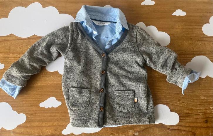 Leuk setje: vestje met overhemd. Maat 80, Kinderen en Baby's, Babykleding | Maat 80, Zo goed als nieuw, Jongetje, Overhemdje of Bloesje