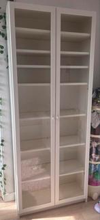 Witte Vitrinekast met Glazen Deuren, Huis en Inrichting, Kasten | Boekenkasten, Ophalen, Gebruikt, 200 cm of meer, 50 tot 100 cm