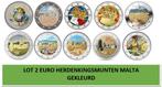 Lot 10 stuks 2 euro herdenkingsmunten Malta gekleurd, Postzegels en Munten, Munten | Europa | Euromunten, Ophalen of Verzenden