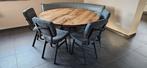 Ronde eettafel met bank, Ophalen, Zo goed als nieuw, 4 tot 6 stoelen
