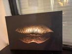 2 Brons/Goud Lip Schilderijen - Mooie Set!, Huis en Inrichting, Woonaccessoires | Schilderijen, Tekeningen en Foto's, Ophalen