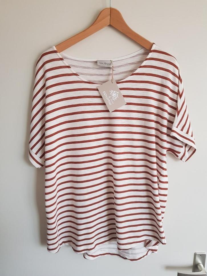 Via Appa katoen caramel gestreept t-shirt maat 42 NIEUW!, Kleding | Dames, T-shirts, Nieuw, Maat 42/44 (L), Bruin, Korte mouw