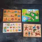 4 houten kinder puzzels bieden, Kinderen en Baby's, Speelgoed | Kinderpuzzels, Minder dan 10 stukjes, Ophalen of Verzenden, 6 maanden tot 2 jaar