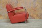 Als NIEUW! rode leren Leolux Scylla design fauteuil!, 75 tot 100 cm, Design, Metaal, 75 tot 100 cm