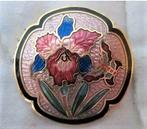 FISH cloisonne broche bloem met vlinder (7878-4683), Ophalen, Zo goed als nieuw, Overige materialen