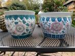 Set van 2 Chinese bloempotten, Tuin en Terras, Bloempotten, Ophalen, Rond, Zo goed als nieuw, Aardewerk