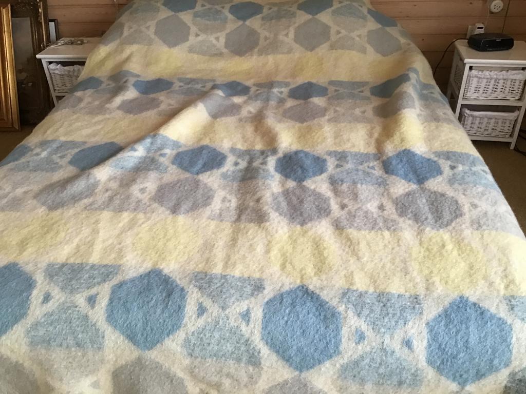 Wollen Aabe deken 180 x 230 cm, Huis en Inrichting, Gebruikt, Blauw, Tweepersoons, Ophalen of Verzenden
