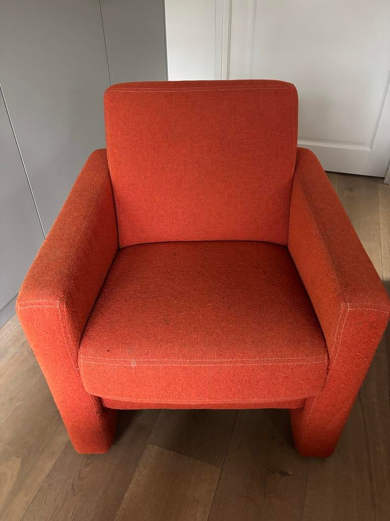 2 oranje fauteuils tegen elk aannemelijk bod 😊, Ophalen, Gebruikt, 75 tot 100 cm, Stof