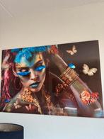 Glasschilderij vrouw met vlinders, Antiek en Kunst, Kunst | Schilderijen | Abstract, Ophalen