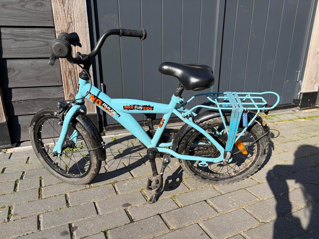 Kinderfiets bike fun 16 inch - Lichtblauw - Gebruikt, Ophalen, Gebruikt, 16 tot 20 inch