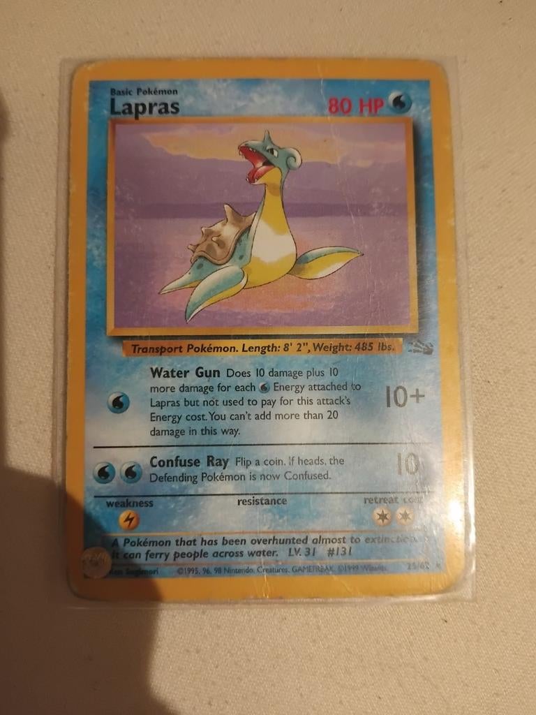 Pokémon Kaart Lapras 10/62 Fossil Set (Engels), Ophalen of Verzenden, Gebruikt, Losse kaart