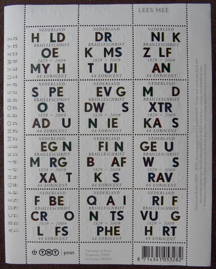 Velletje postzegels –  braille postzegels, Verzenden, Postfris