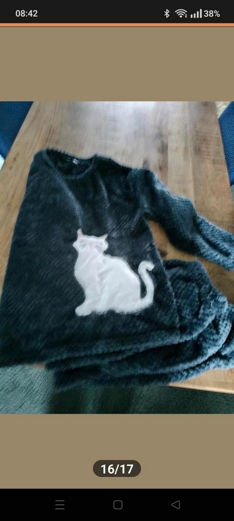 Mooi huispak met poezenprint., Kleding | Dames, Huispakken, Ophalen, Zo goed als nieuw, Maat 38/40 (M)