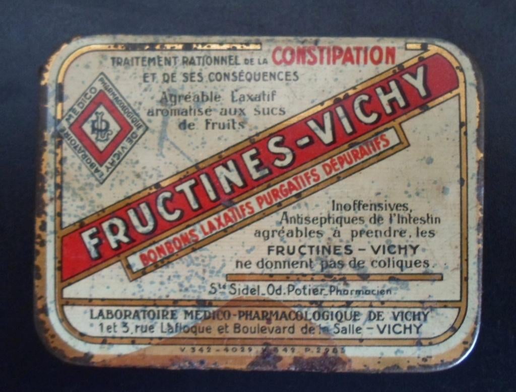 Oud Fructines Vichy blikje.. Originele etiket op achterkant., Ophalen of Verzenden, Gebruikt, Overige