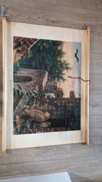 Vintage schoolplaat "Bij de Ruïne" - J.B. Wolters, Antiek en Kunst, Antiek | Schoolplaten, Ophalen of Verzenden